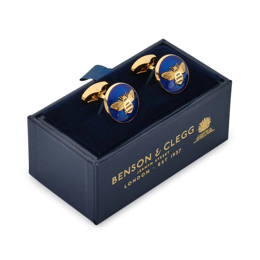 Bee Cufflinks In Blue by Benson & Clegg