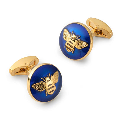 Bee Cufflinks In Blue by Benson & Clegg