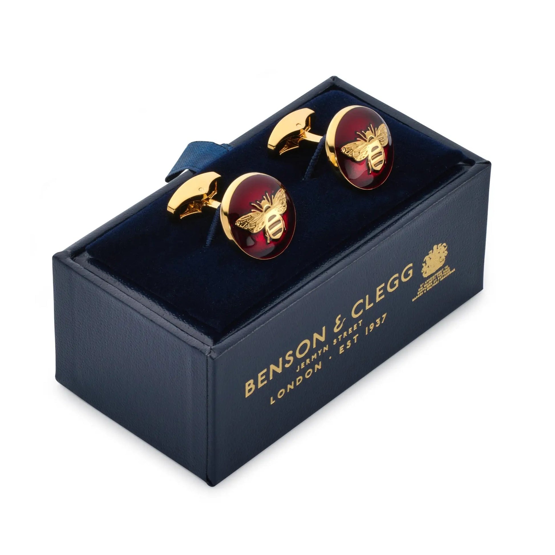 Bee Cufflinks In Red by Benson & Clegg