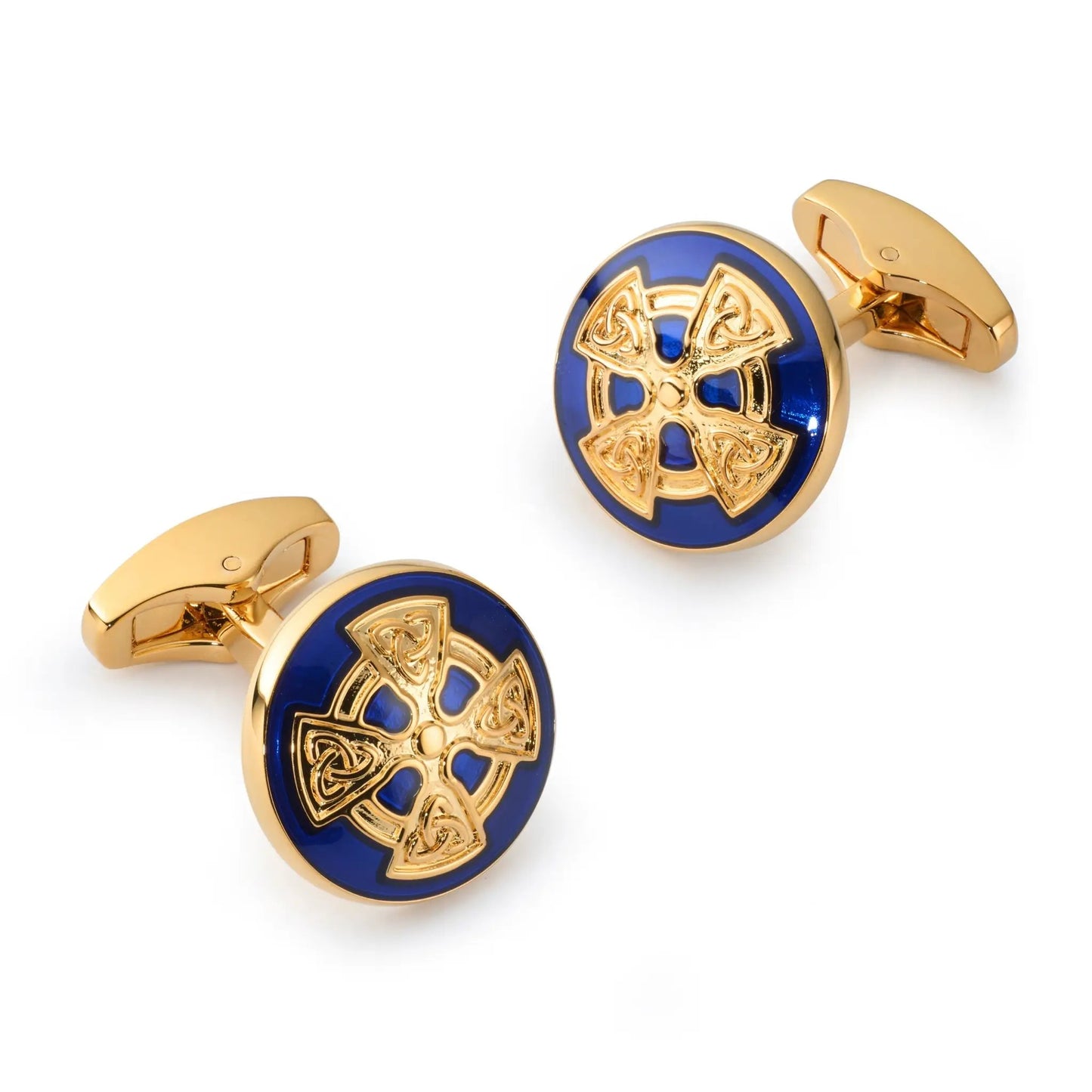 Celtic Cross Cufflinks In Royal Blue by Benson & Clegg