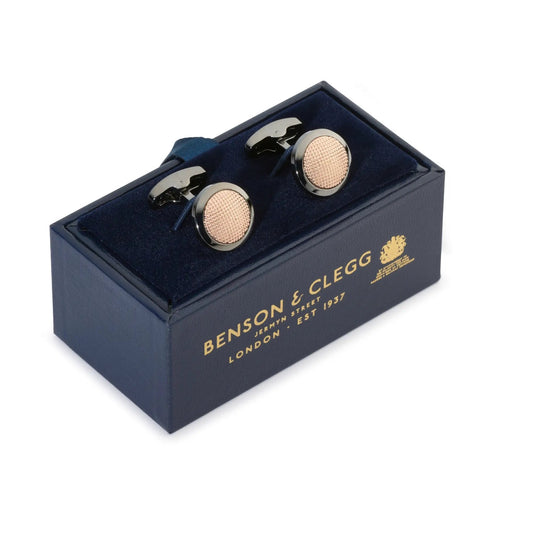Clous Cufflinks In Rose Gold by Benson & Clegg