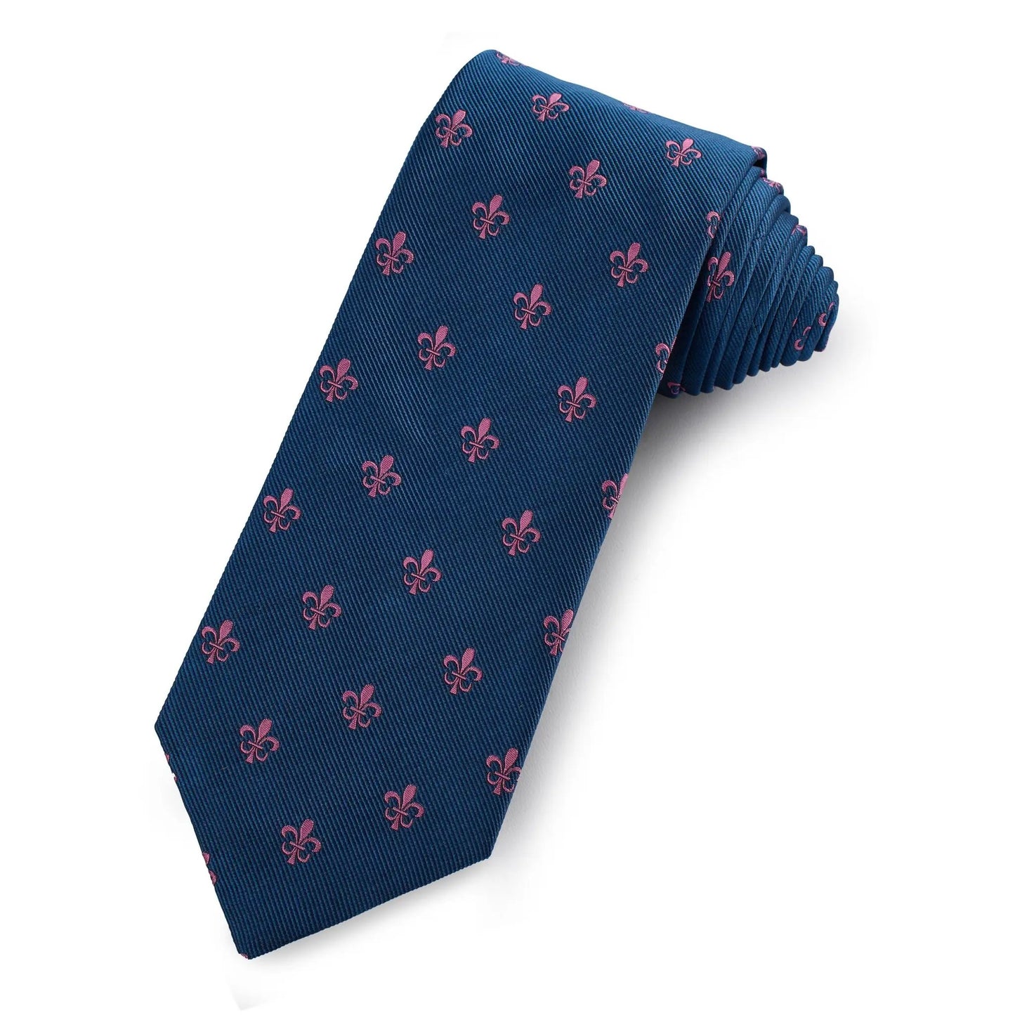 Fleur de Lys Silk Tie in Admiral Blue by Benson & Clegg