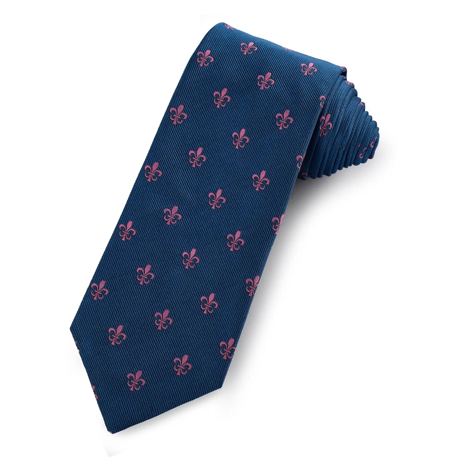 Fleur de Lys Silk Tie in Admiral Blue by Benson & Clegg