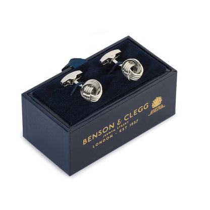 Knot Cufflinks In Silver by Benson & Clegg