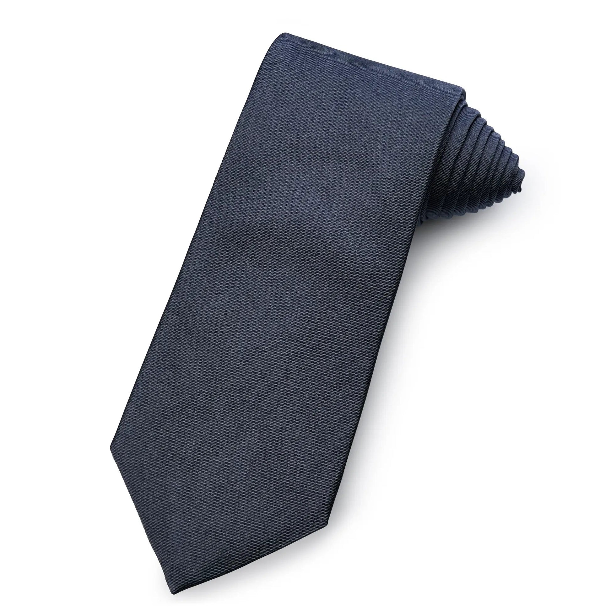 Plain Silk Reppe Tie In Charcoal Grey by Benson & Clegg