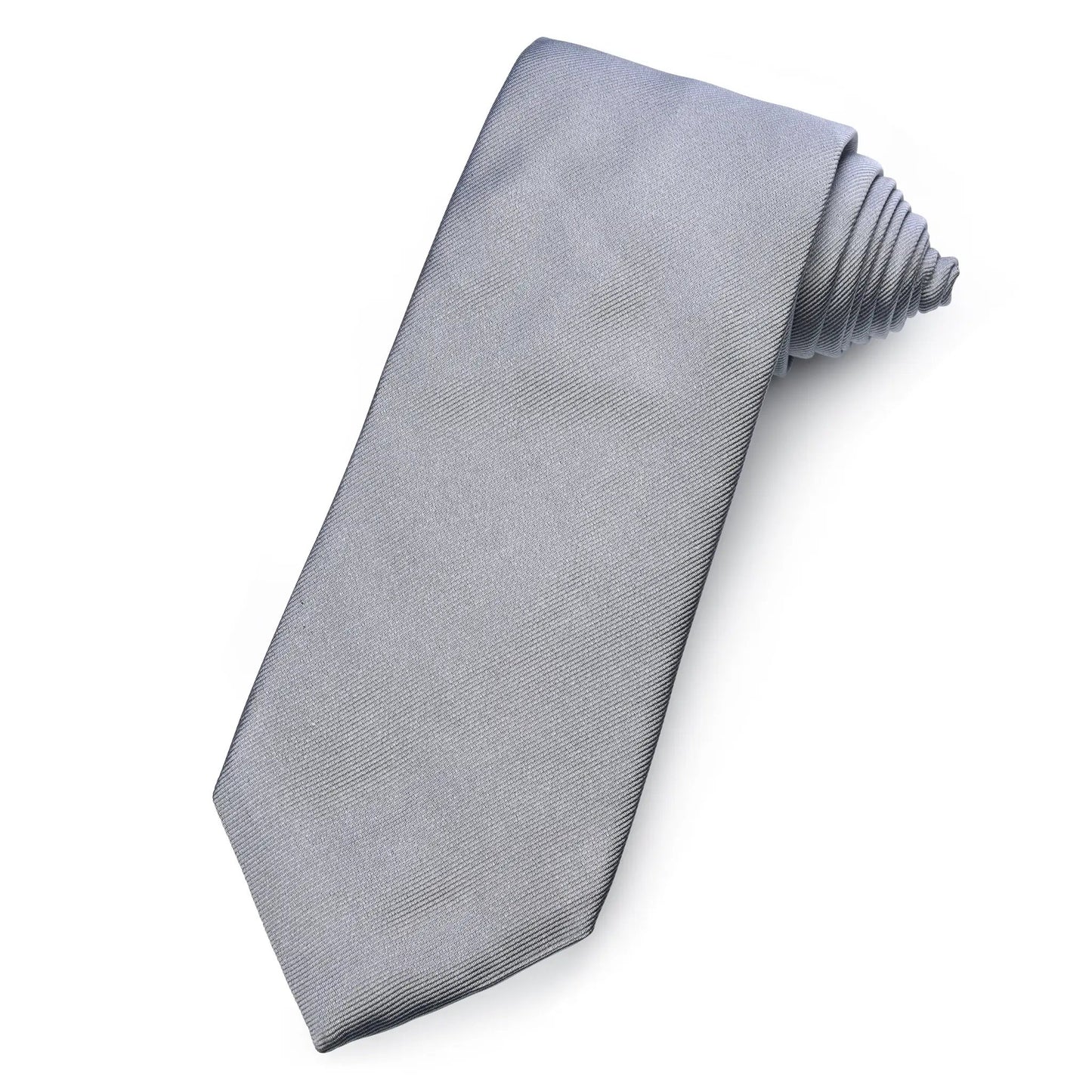 Plain Silk Reppe Tie In Pewter Silver by Benson & Clegg