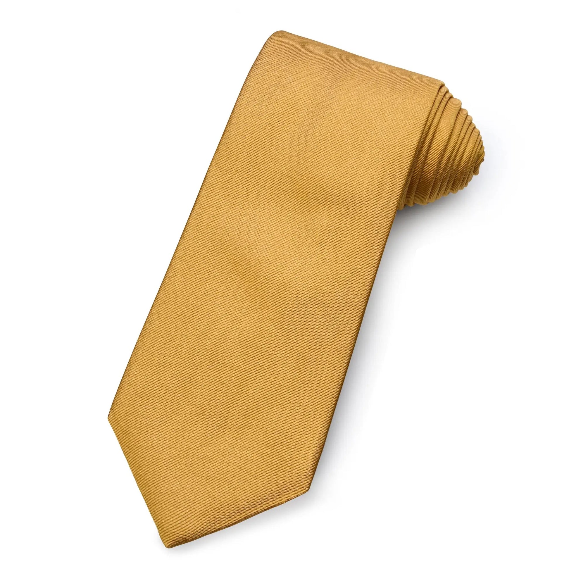 Plain Silk Reppe Tie In Regency Gold by Benson & Clegg