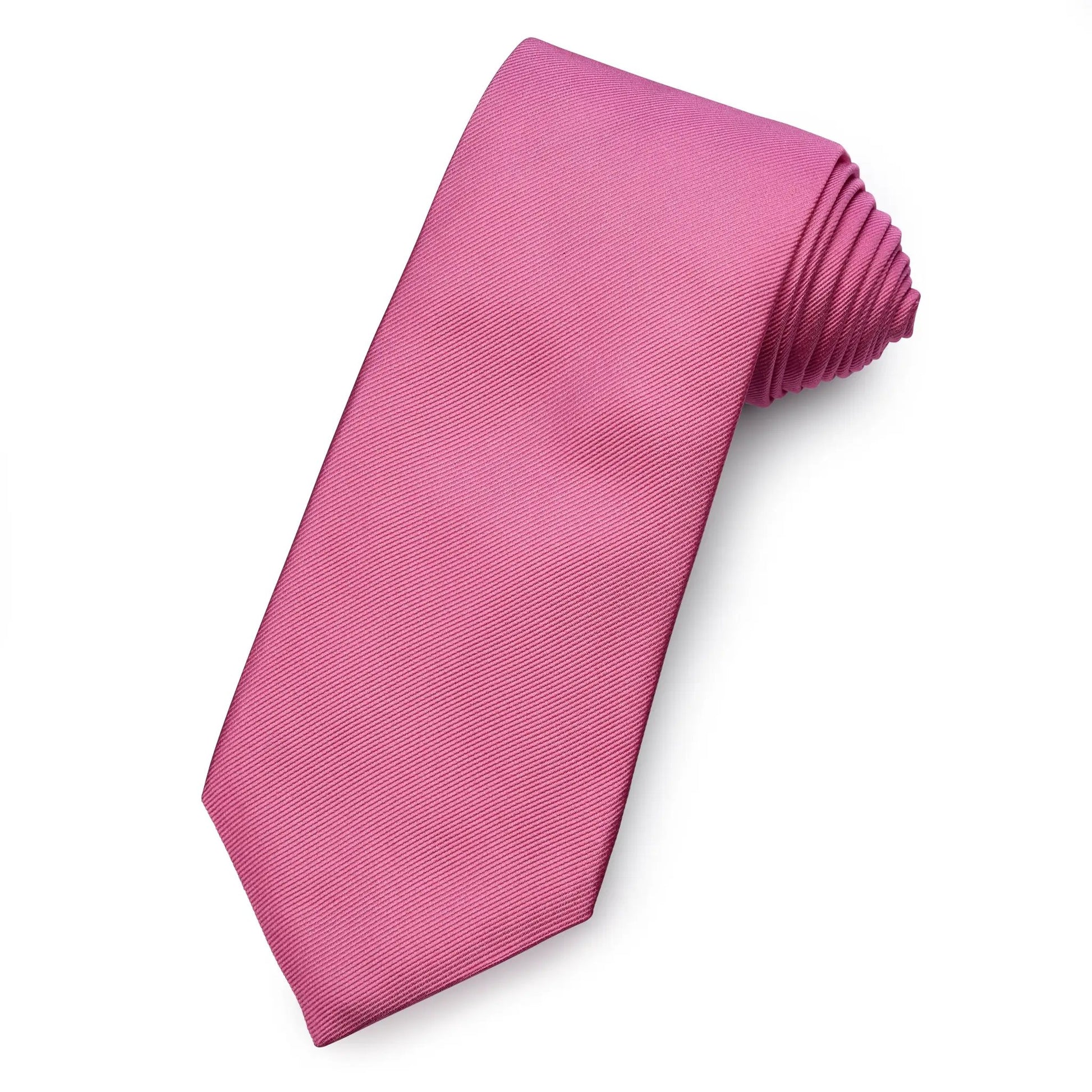 Plain Silk Reppe Tie In Rose Pink by Benson & Clegg