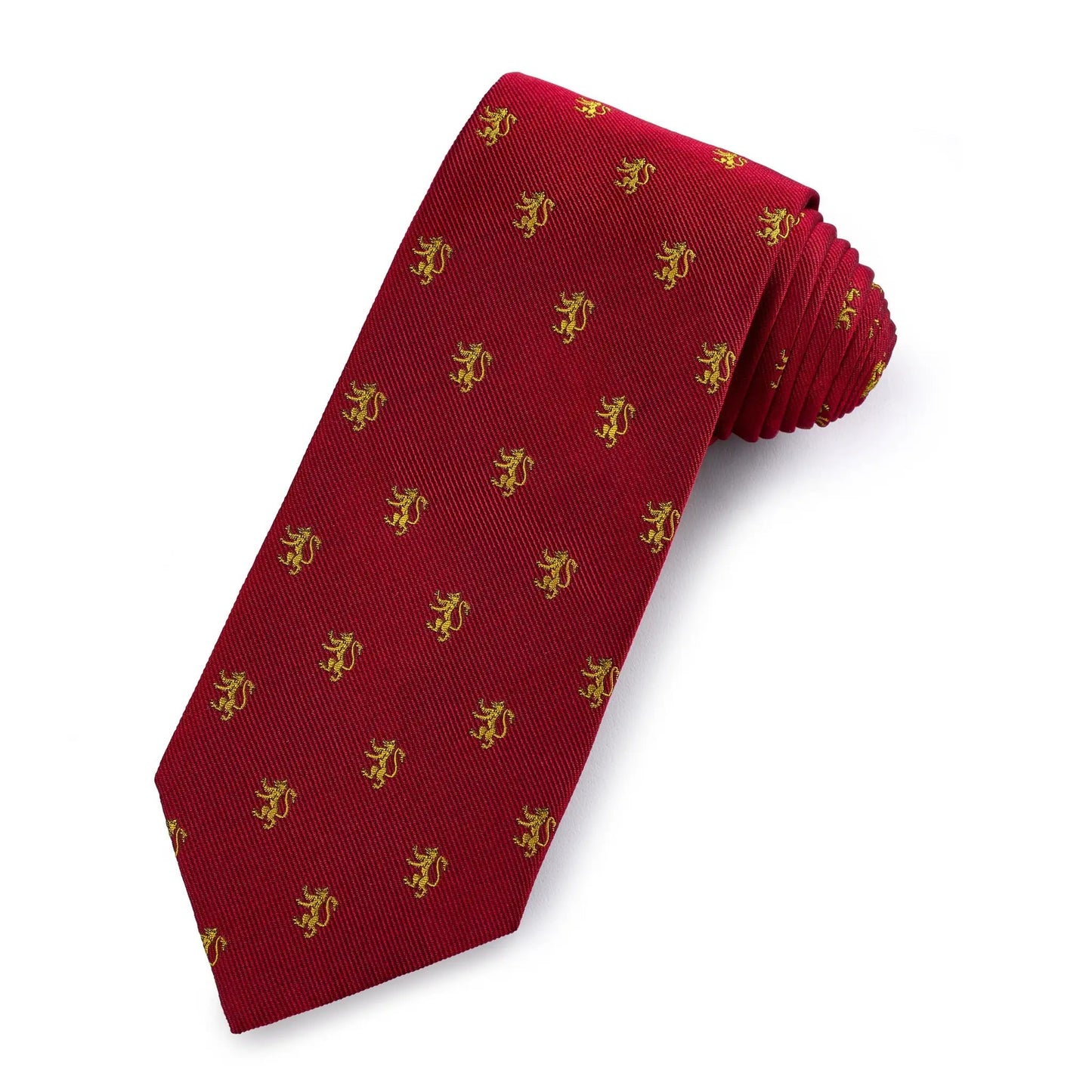 Rampant Lion Silk Tie In Red by Benson & Clegg