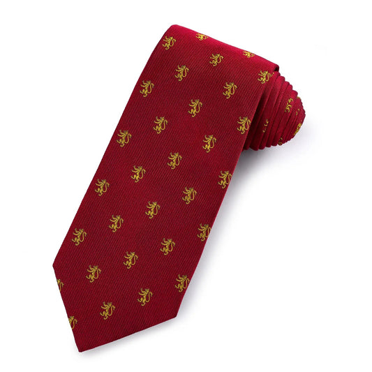 Rampant Lion Silk Tie In Red by Benson & Clegg