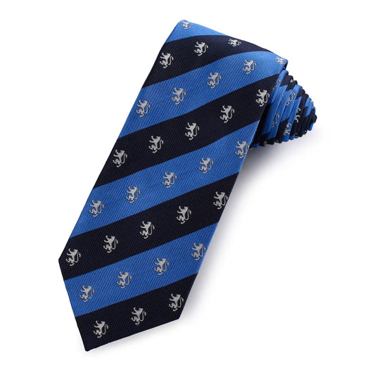 Regent Lion Silk Tie In Sky Blue & Navy by Benson & Clegg