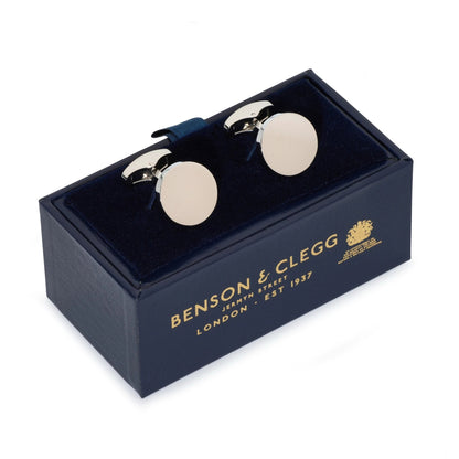 Round Cufflinks In Silver by Benson & Clegg