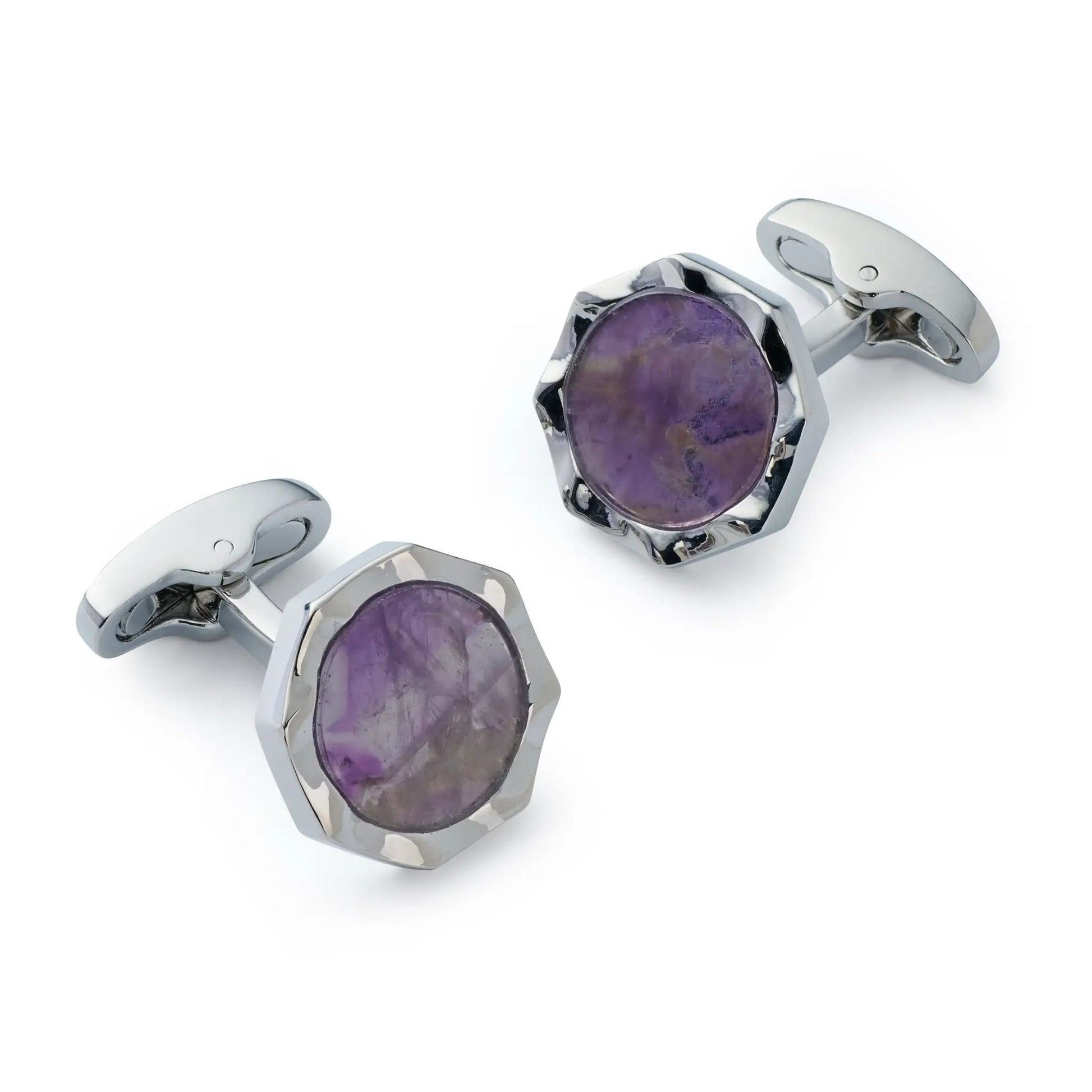 Signet Cufflinks In Amethyst by Benson & Clegg
