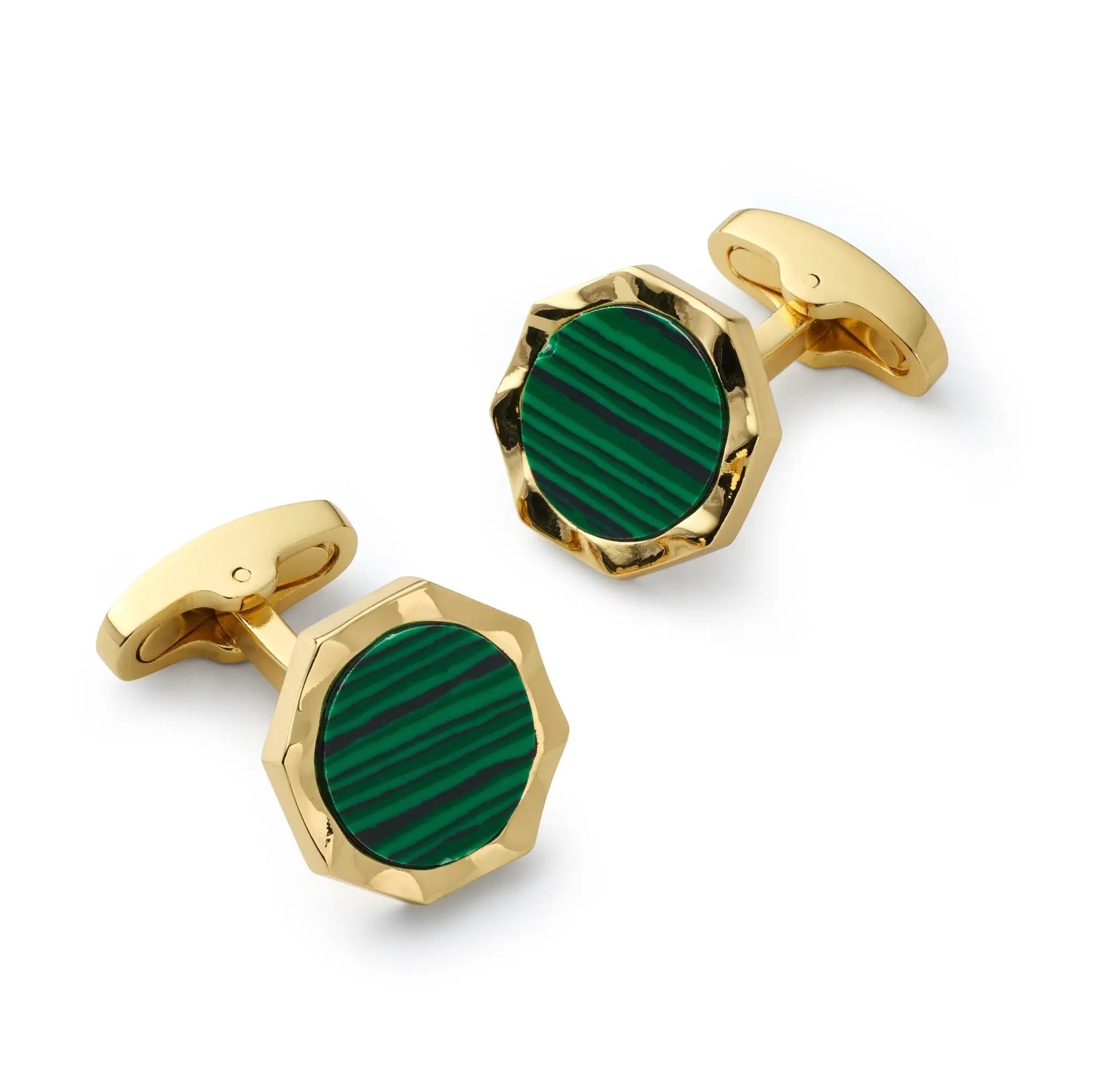 Signet Cufflinks In Malachite by Benson & Clegg