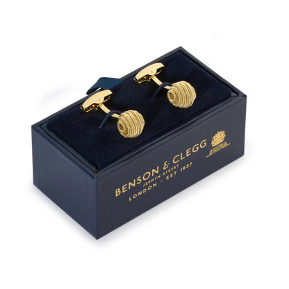Spiral Cufflinks In Gold by Benson & Clegg