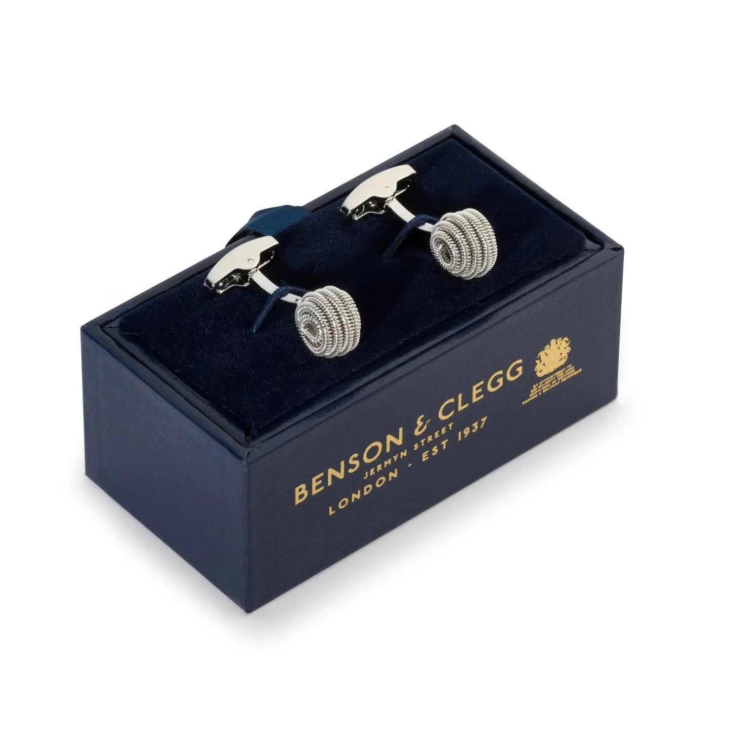 Spiral Cufflinks In Silver by Benson & Clegg