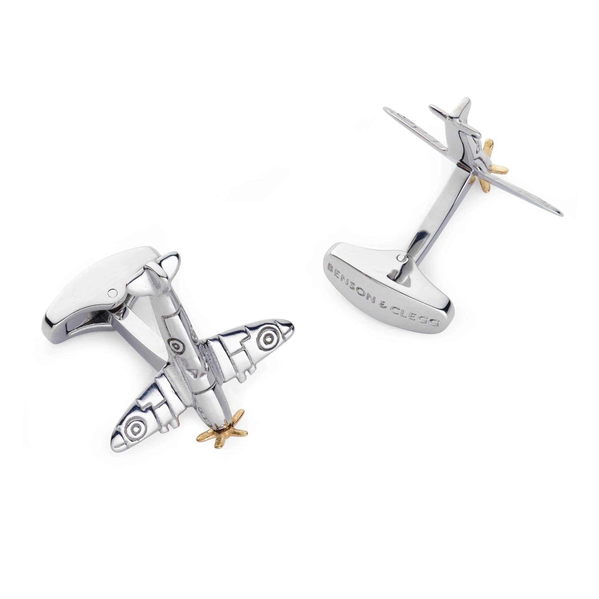 Spitfire Cufflinks With Rotating Propeller by Benson & Clegg