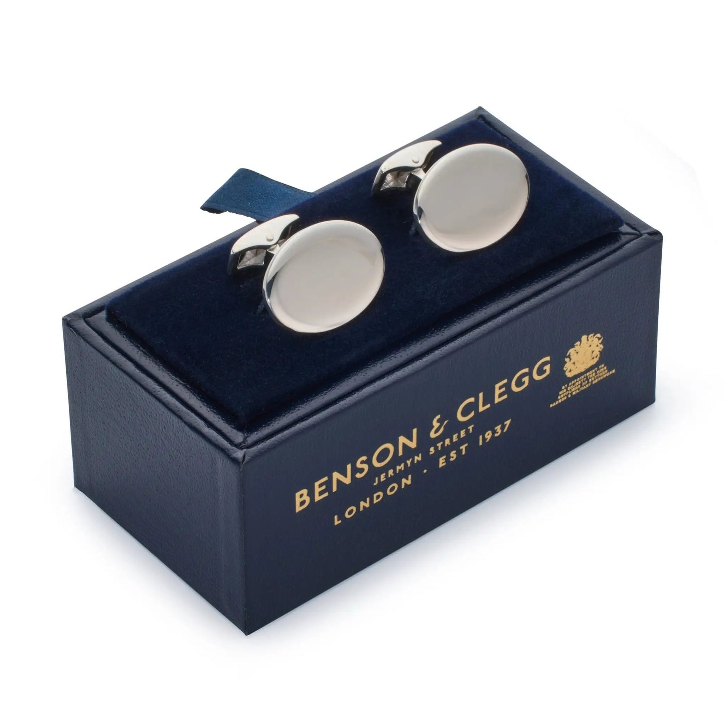 Sterling Silver British Hallmarked Oval Cufflinks by Benson & Clegg
