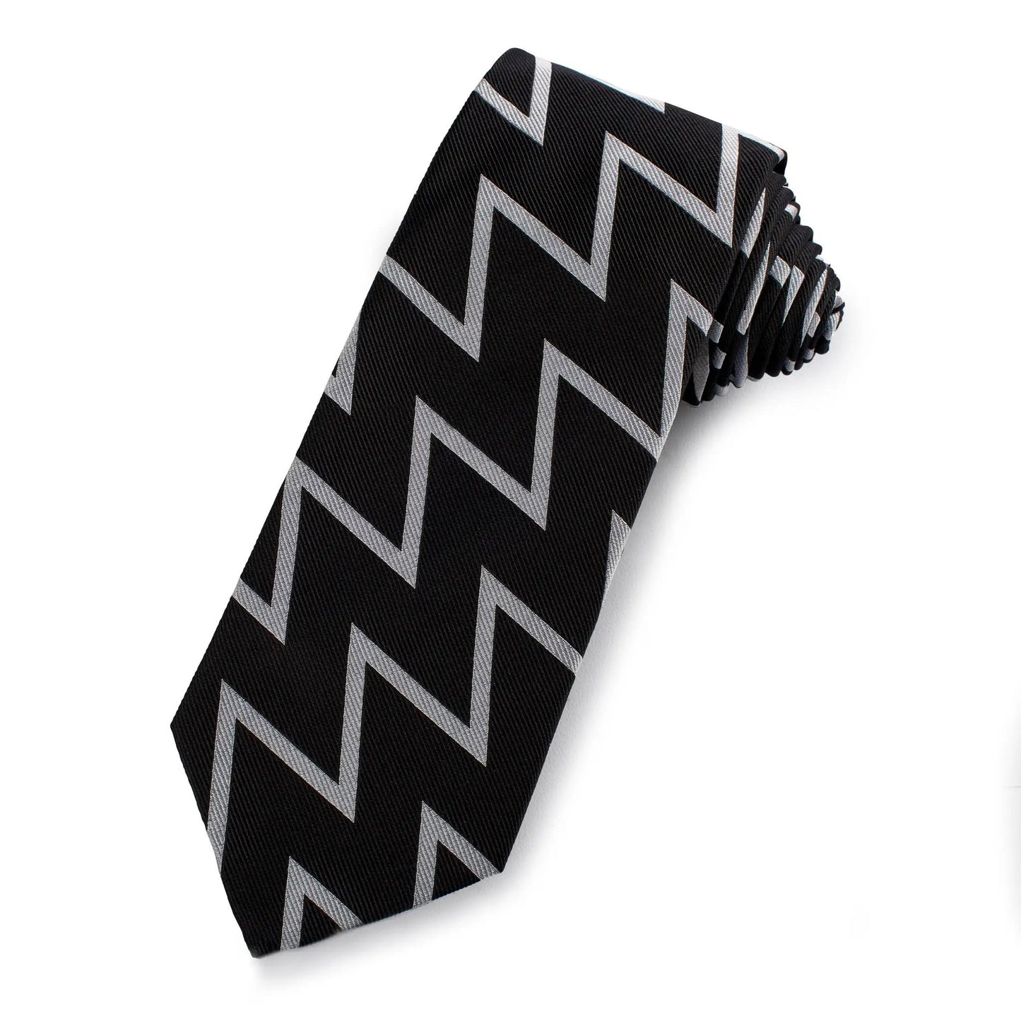 Vanguard Silk Tie In Black & Silver by Benson & Clegg