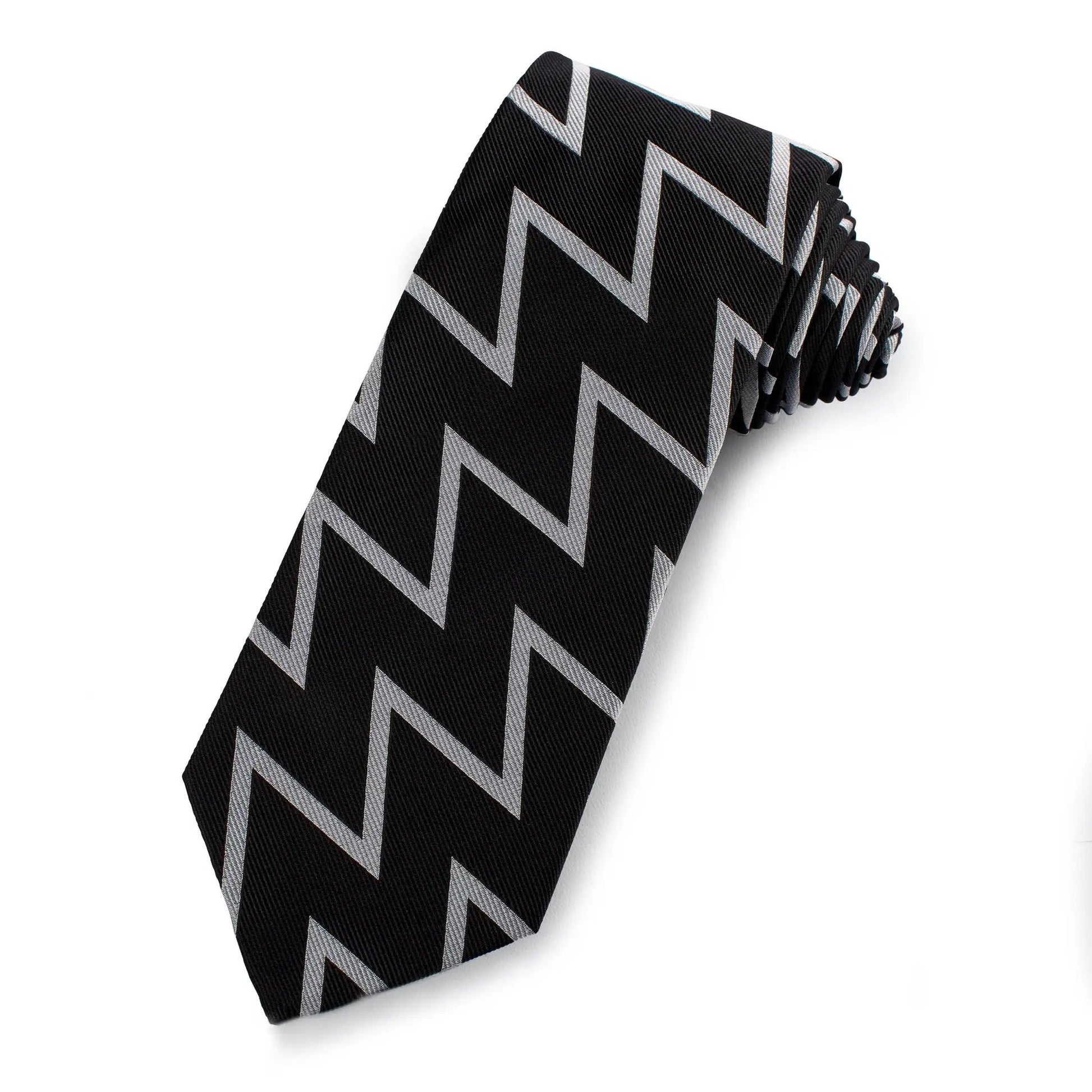 Vanguard Silk Tie In Black & Silver by Benson & Clegg