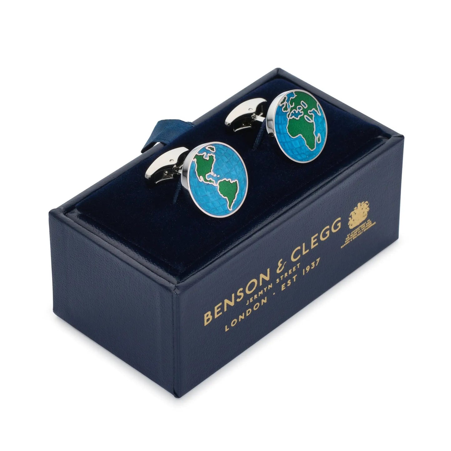 World Map Cufflinks by Benson & Clegg