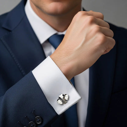 Elephant Head And Tusk Sterling Silver Cufflinks by Benson & Clegg