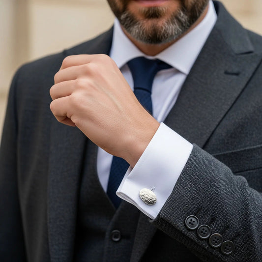 Hammered Cufflinks In Sterling Silver by Benson & Clegg