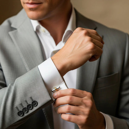 Sterling Silver With 9ct Gold Rod Cufflinks by Benson & Clegg