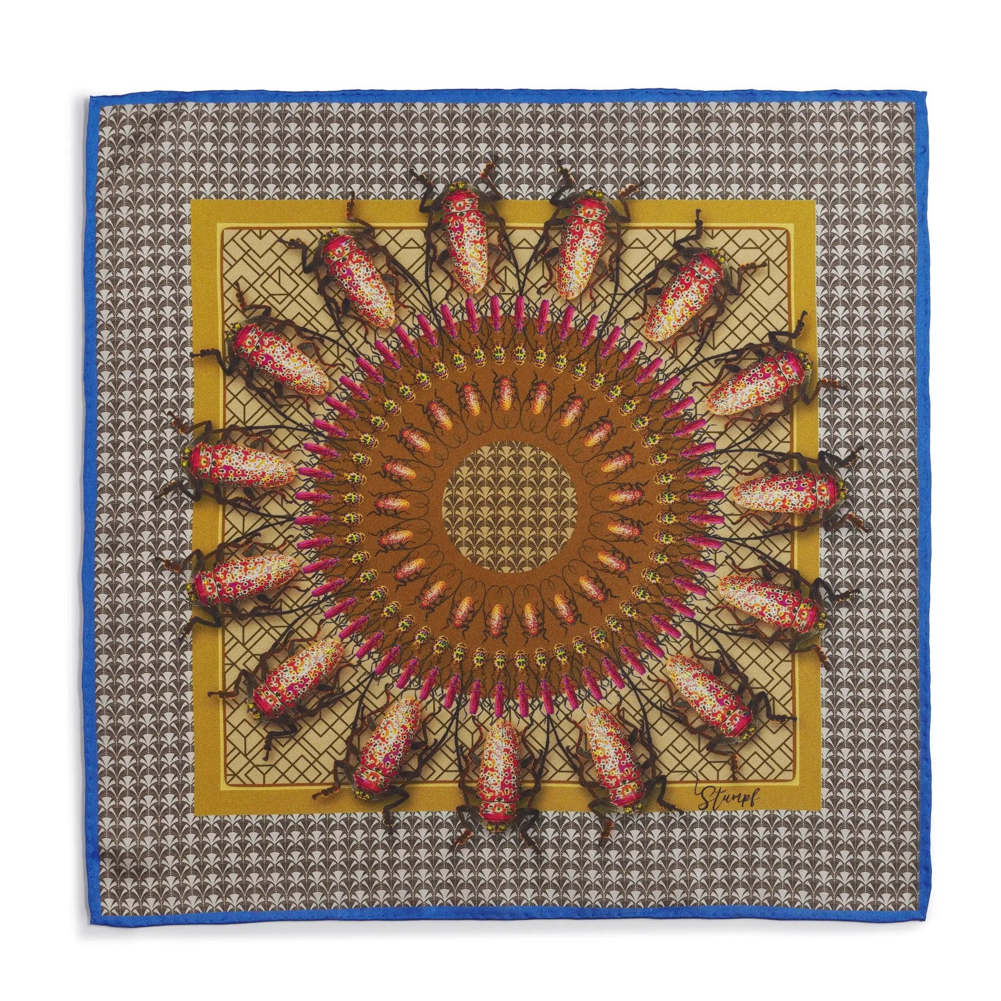 Beetle Parade Earth Pocket Square by Benson & Clegg