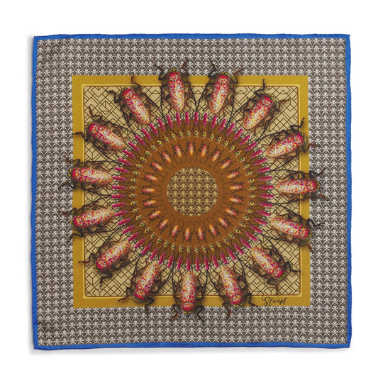 Beetle Parade Earth Pocket Square by Benson & Clegg