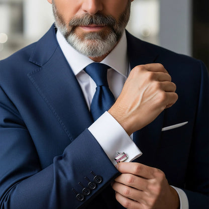 Contemporary Rhodochrosite Cufflinks by Benson & Clegg