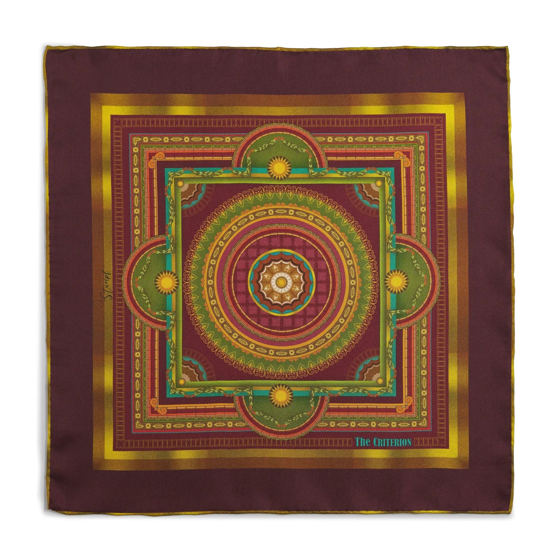 Criterion Foyer Claret Pocket Square by Benson & Clegg
