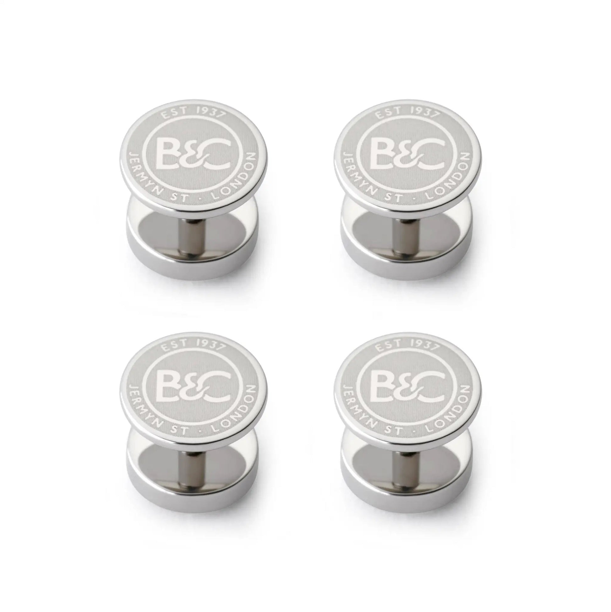 Onyx Dress Studs In Silver by Benson & Clegg