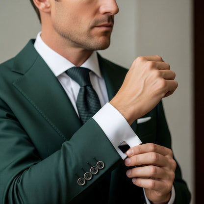 Square Cufflinks In Gun Metal by Benson & Clegg