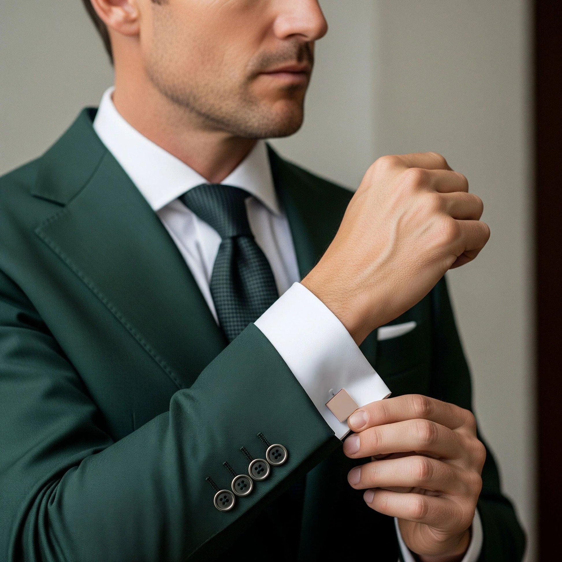 Square Cufflinks In Rose Gold by Benson & Clegg