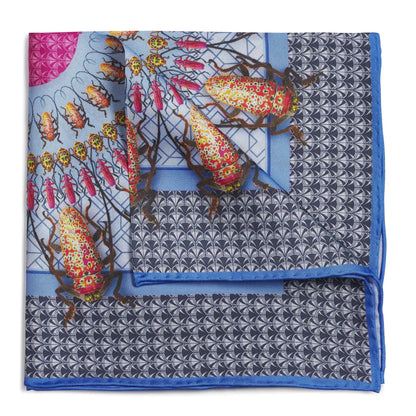 Beetle Parade Sky Pocket Square by Benson & Clegg