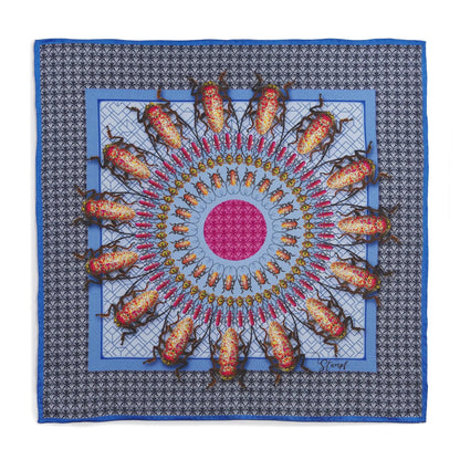 Beetle Parade Sky Pocket Square by Benson & Clegg