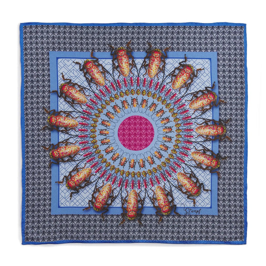 Beetle Parade Sky Pocket Square by Benson & Clegg