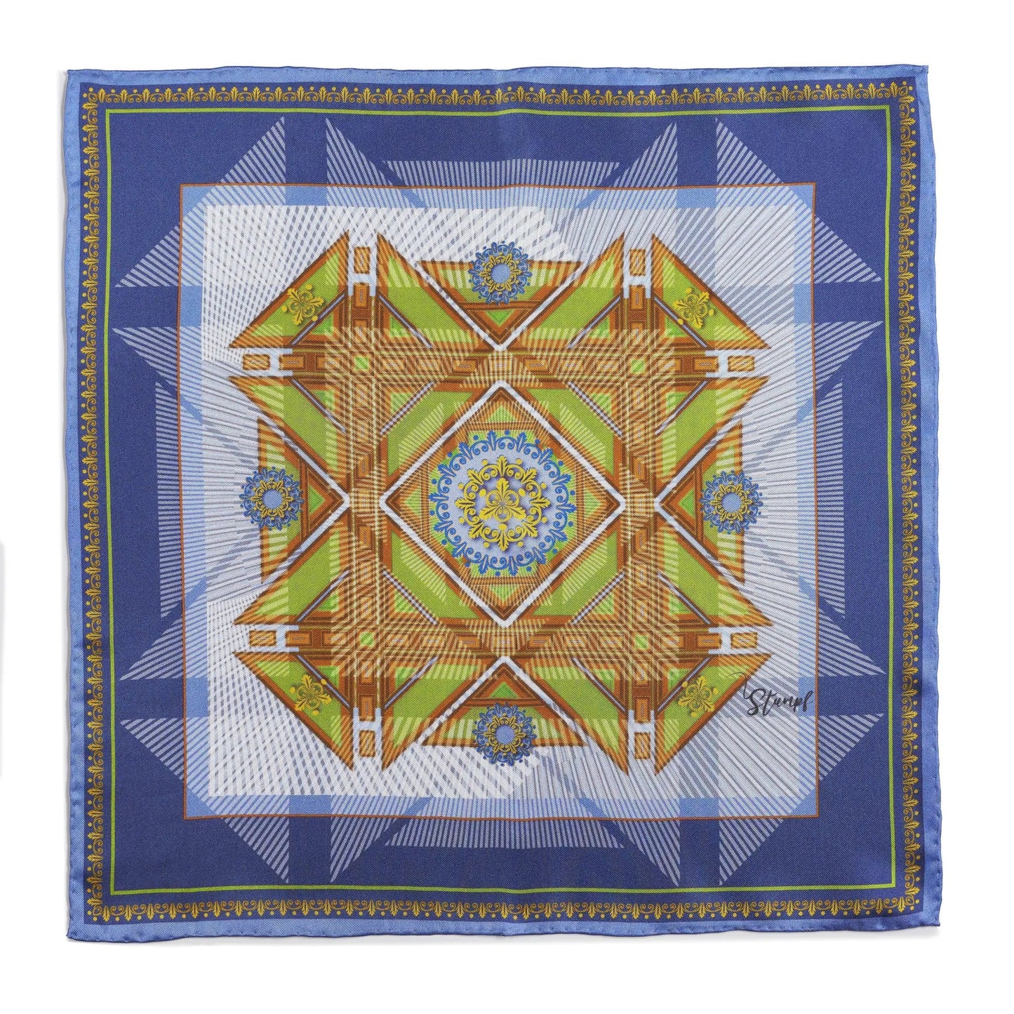 Edinburgh Saltire Waverley Blue Pocket Square by Benson & Clegg