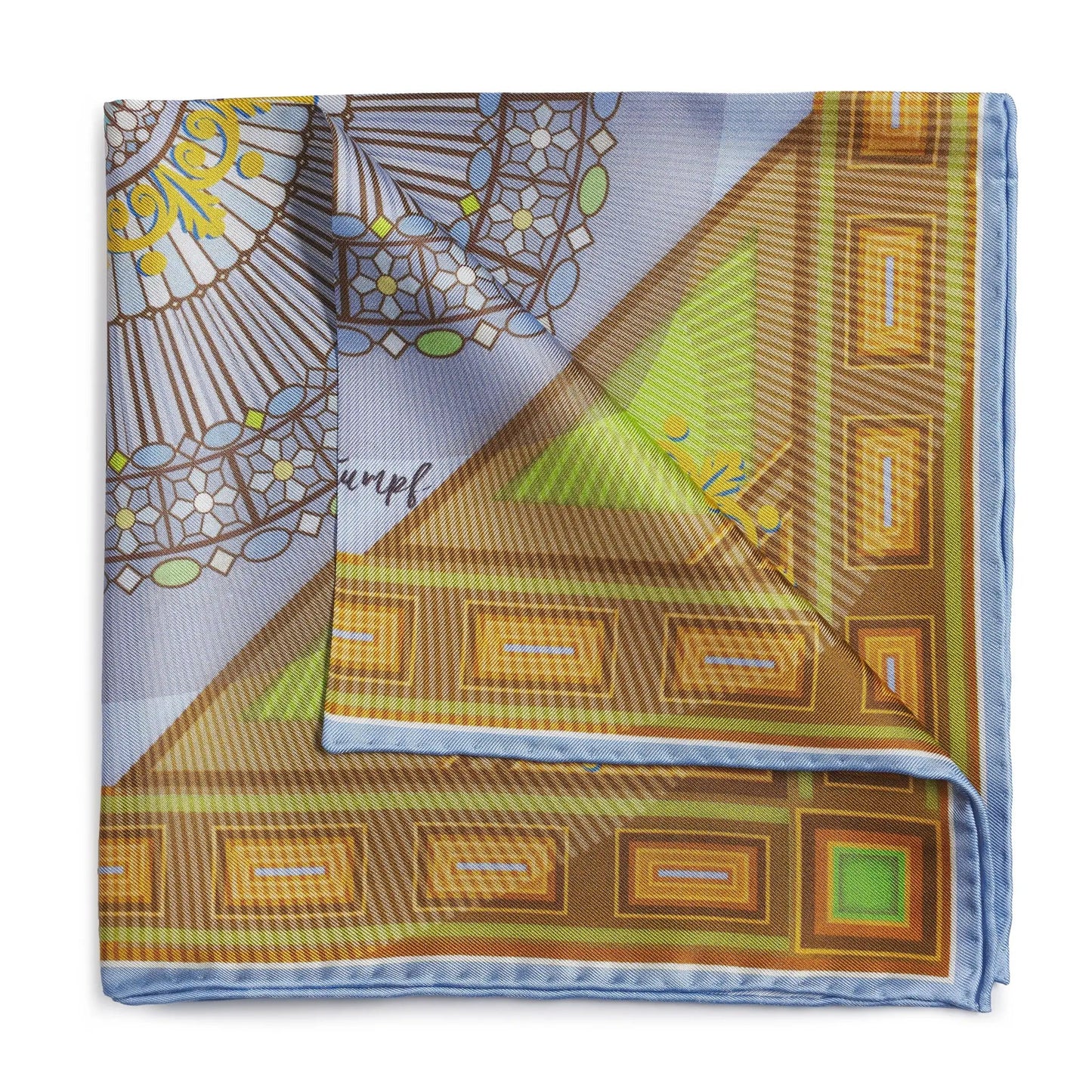 Edinburgh Saltire Waverley Green Pocket Square by Benson & Clegg