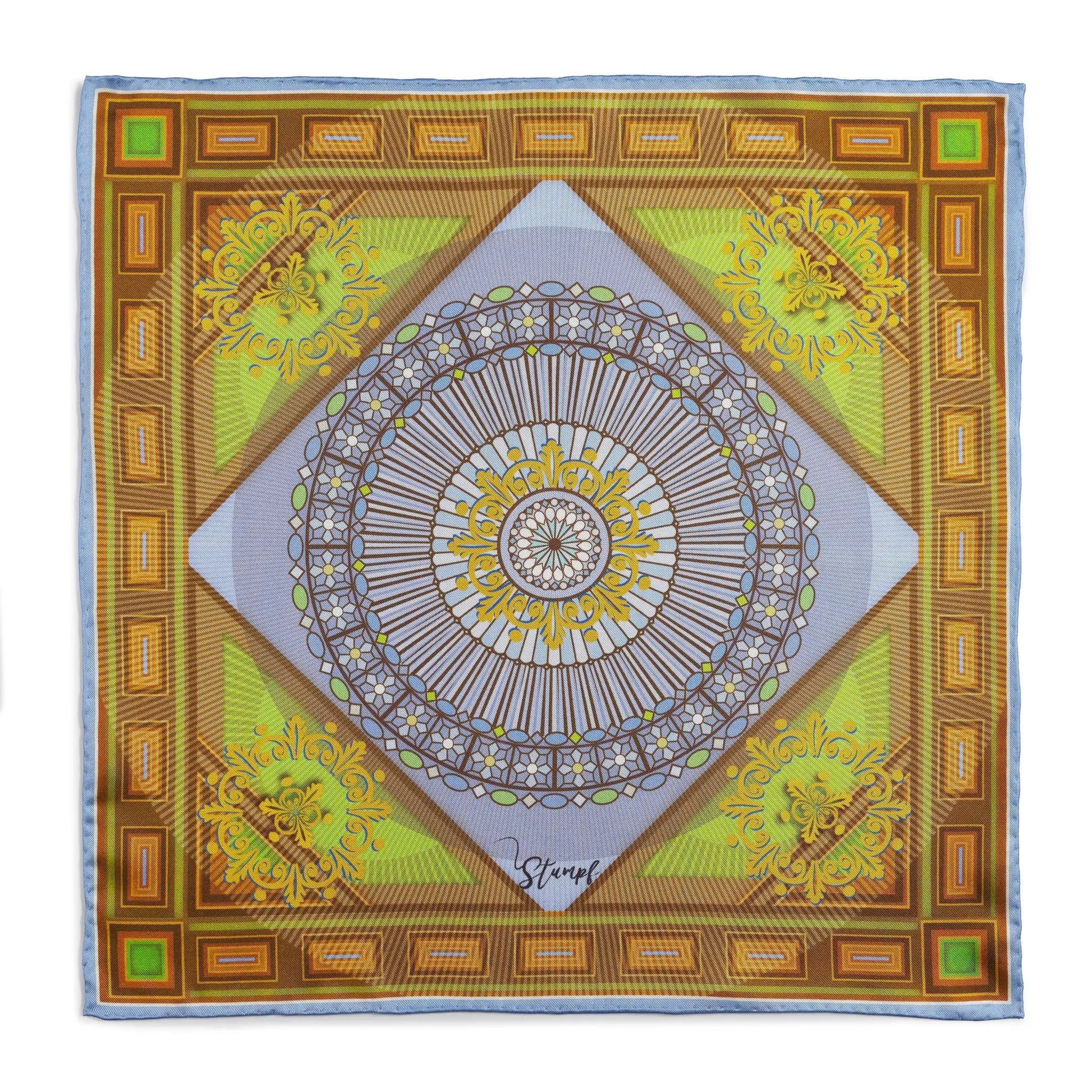 Edinburgh Saltire Waverley Green Pocket Square by Benson & Clegg