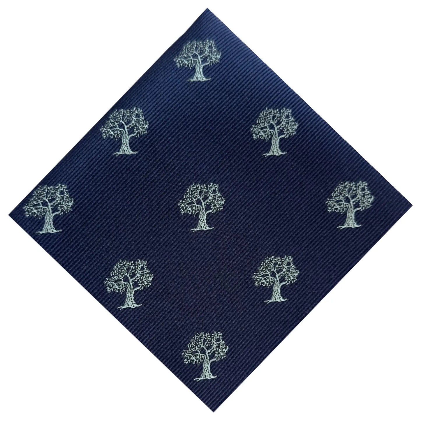 Tree Pocket Square Navy Blue & Silver by OFL Ties