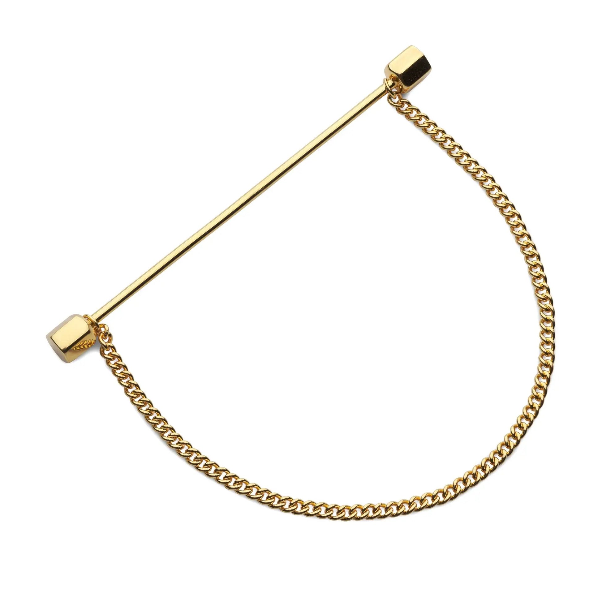 Collar Bar In Gold With Chain by Benson & Clegg