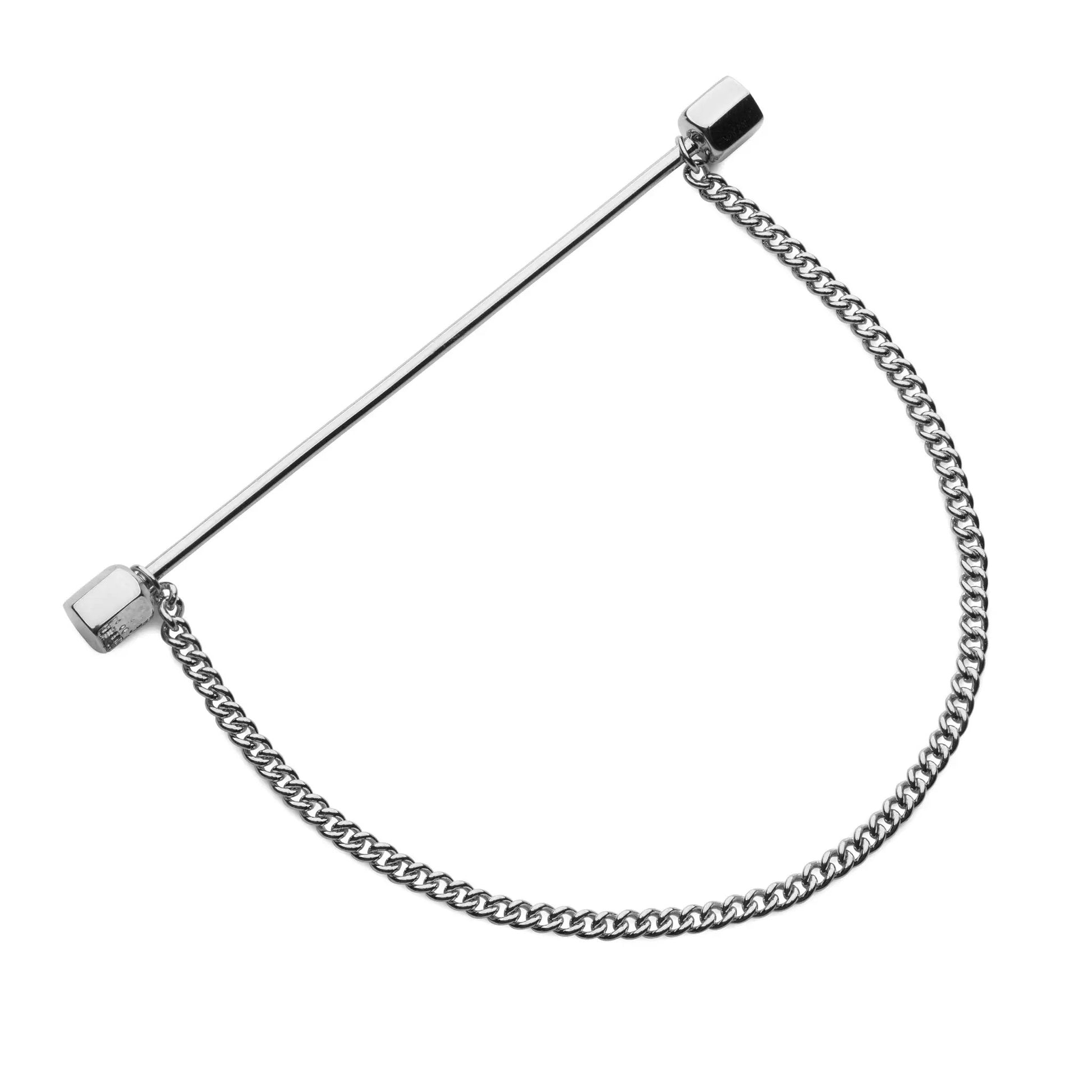 Collar Bar In Silver With Chain by Benson & Clegg