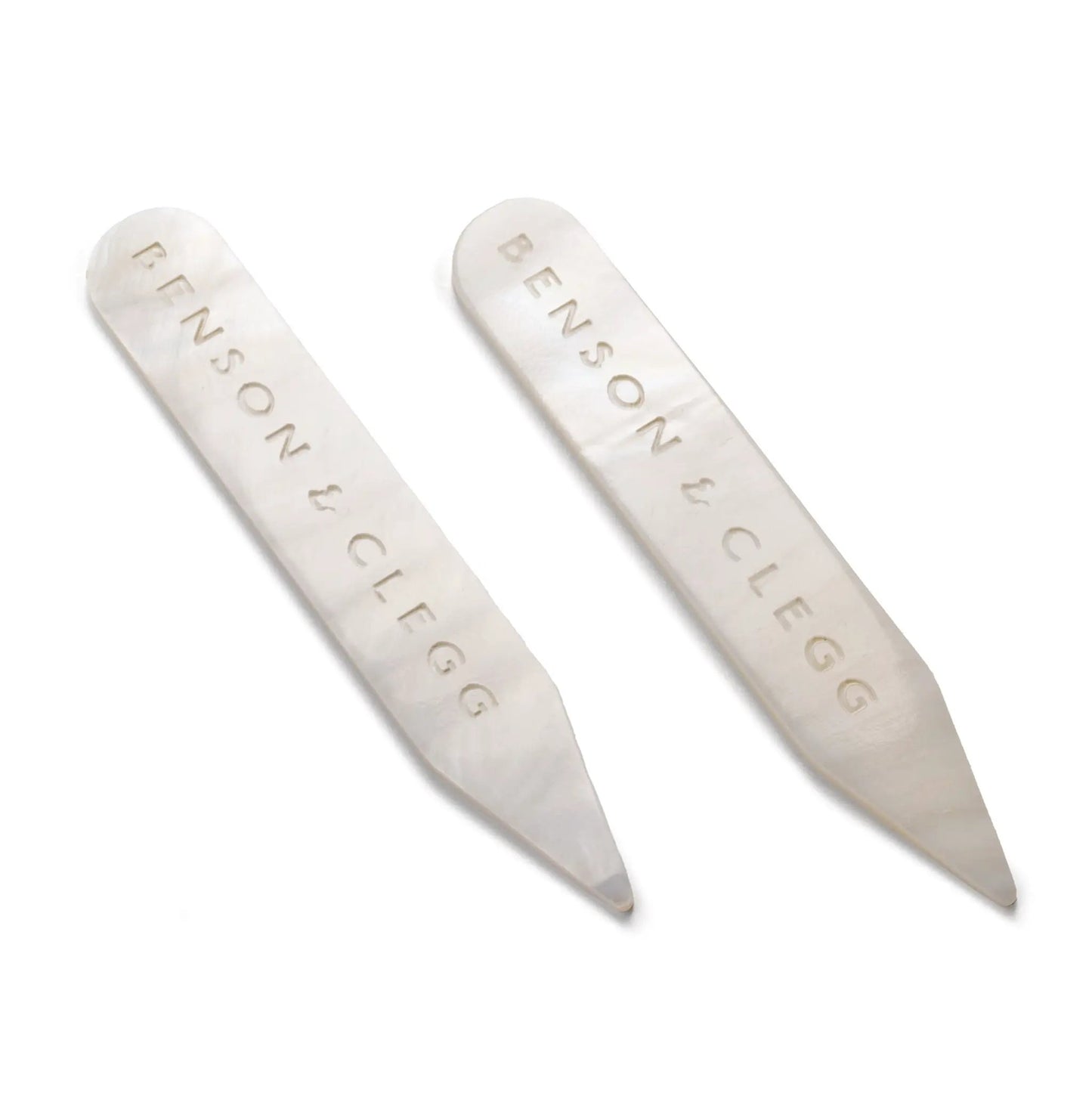 Collar Stiffeners In White Mother Of Pearl by Benson & Clegg