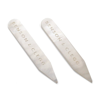 Collar Stiffeners In White Mother Of Pearl by Benson & Clegg