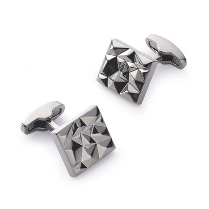 Modernist Gun Metal Cufflinks in Presentation Box for Modern Gentlemen - Sophisticated Yet Playful Design by Benson & Clegg