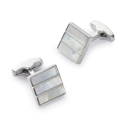 Triptych Cufflinks In Mother Of Pearl For Modern Gentlemen - Elegant Gift Box And Subtle Shine by Benson & Clegg