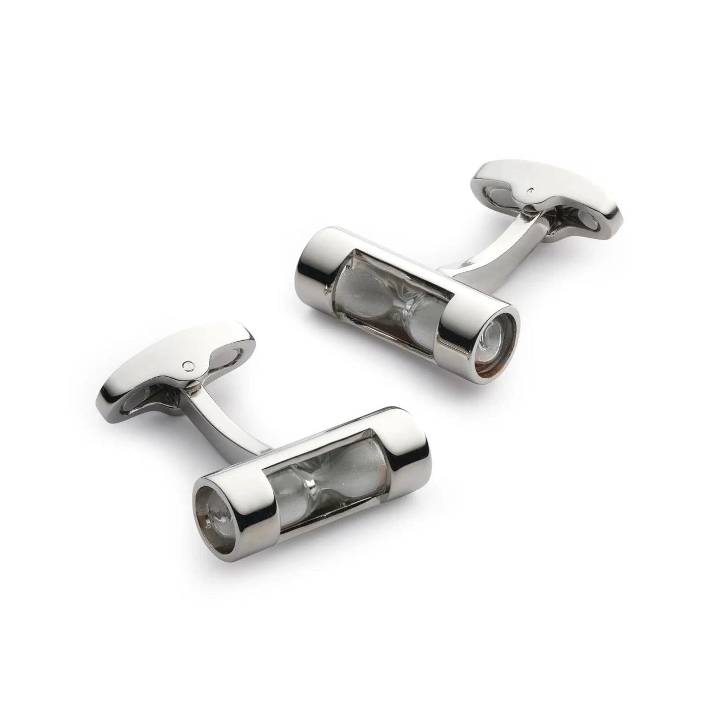 Hourglass Cufflinks In Silver by Benson & Clegg