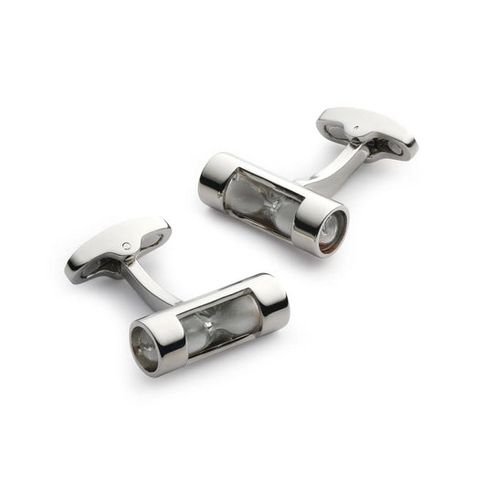 Hourglass Cufflinks In Silver by Benson & Clegg